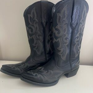 Ariat Black Heeled Boots with Decorative Stitching